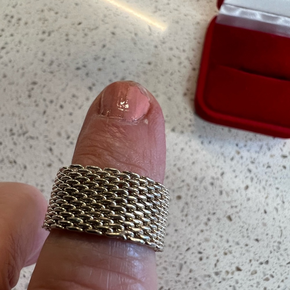 Sterling Silver Flexible Mesh Tiffany Style Ring